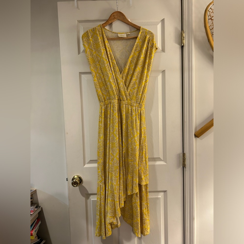 Anthropologie Size Small Maeve Fete Midi Dress Yellow Handkerchief